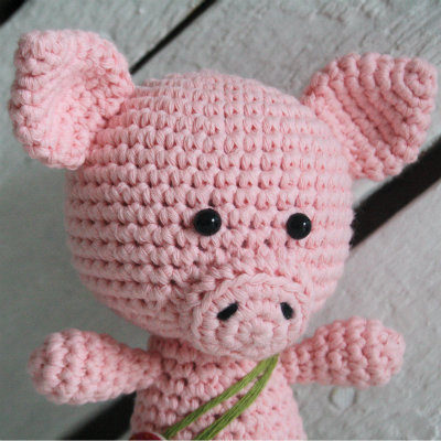 Handmade Amigurumi Crocheted Pig