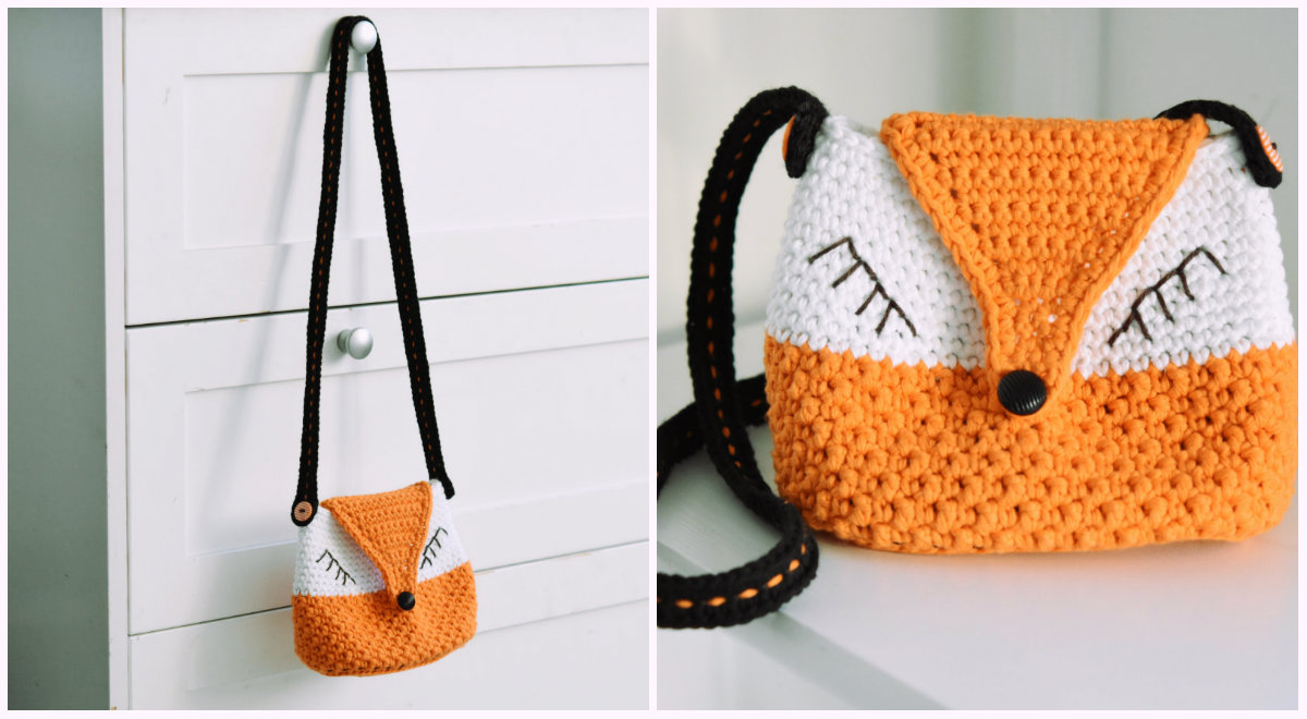 crochet fox purse for girls