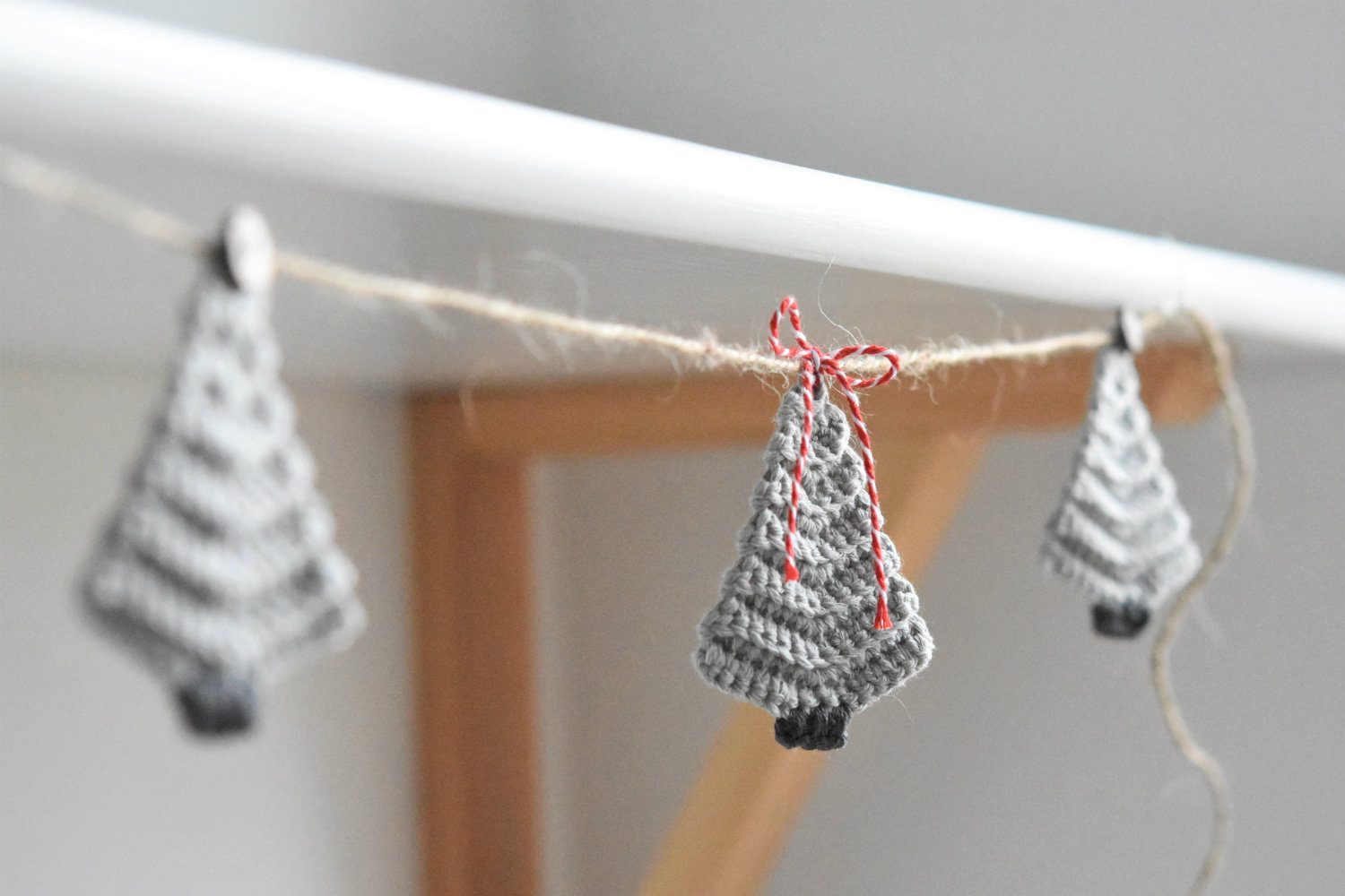 crochet rustic christmas tree garland