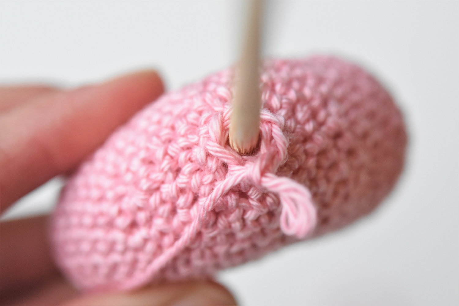 amigurumi hearts on a stick