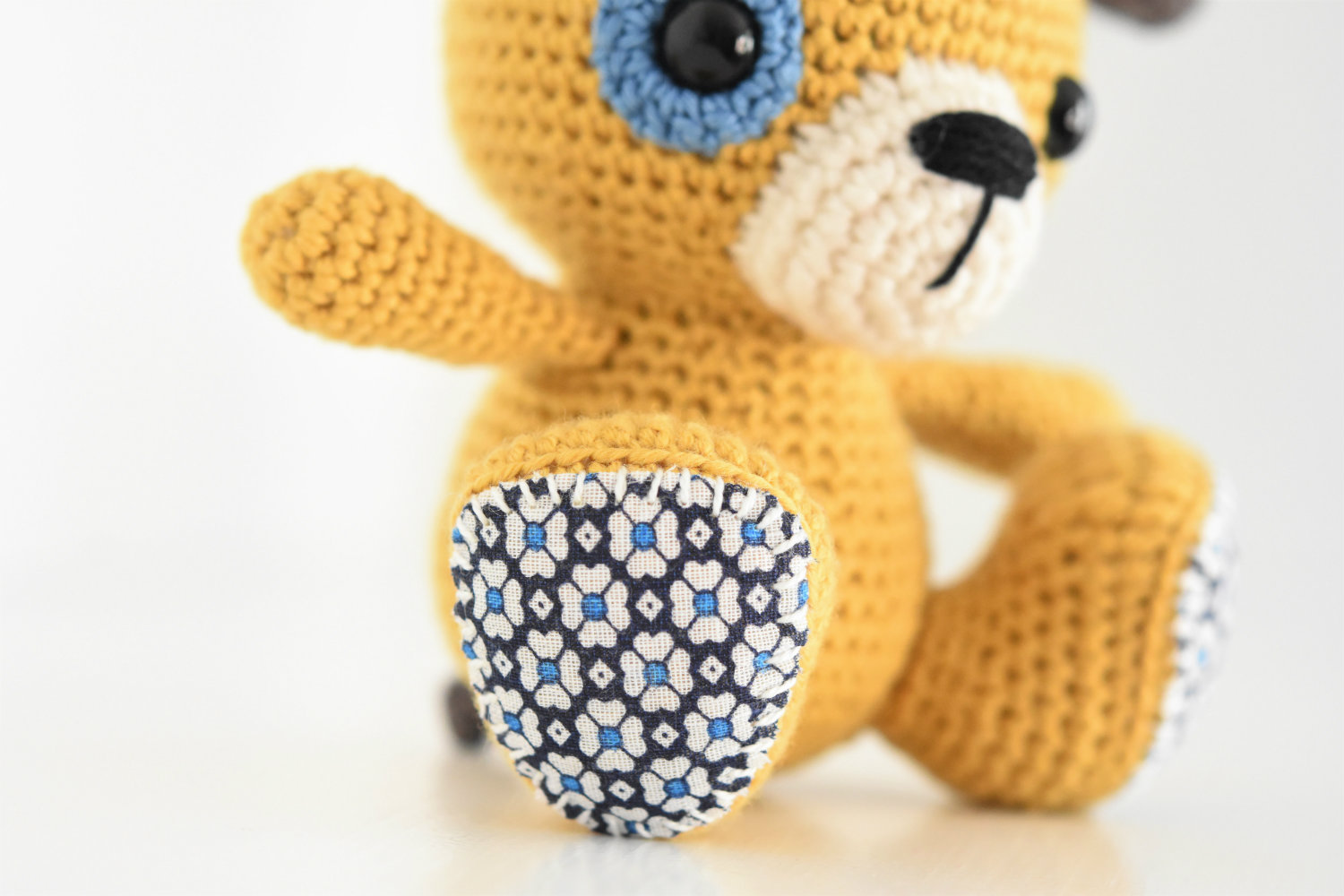 crochet puppy with fabric