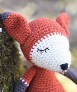 crochet fox embroidered eyes
