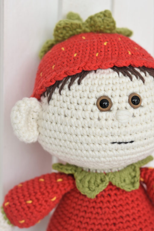 crochet strawberry doll face