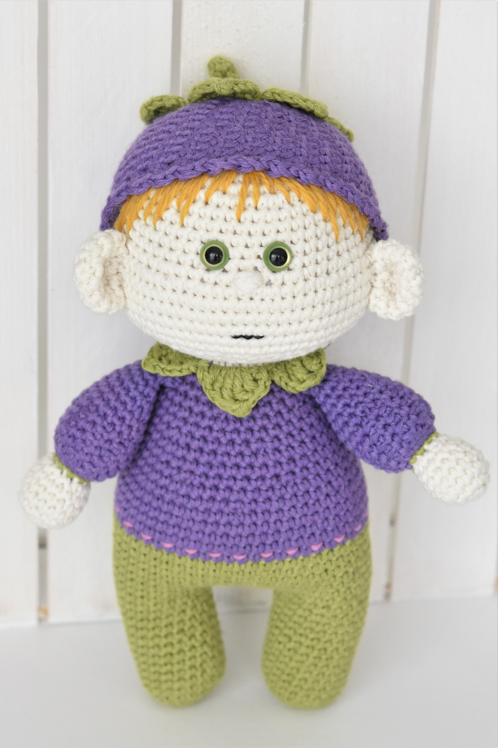 crochet blueberry doll
