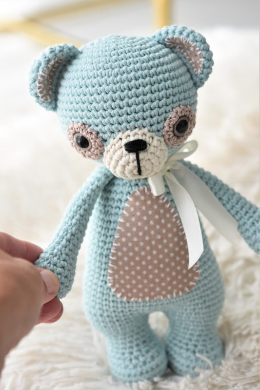 crochet teddy bear with fabric