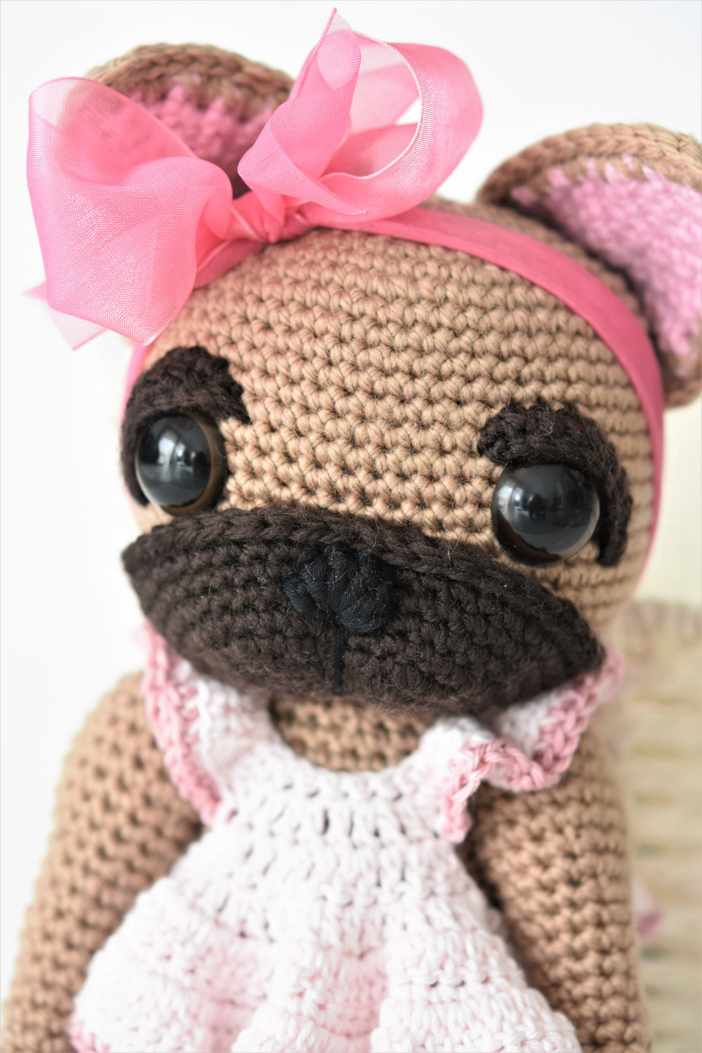 crochet french bulldog face