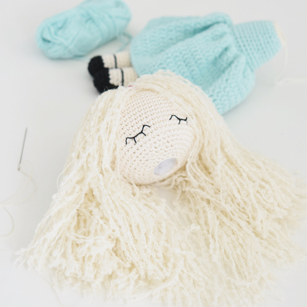 amigurumi doll hair making