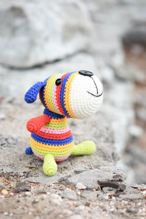 amigurumi stripy sock puppy