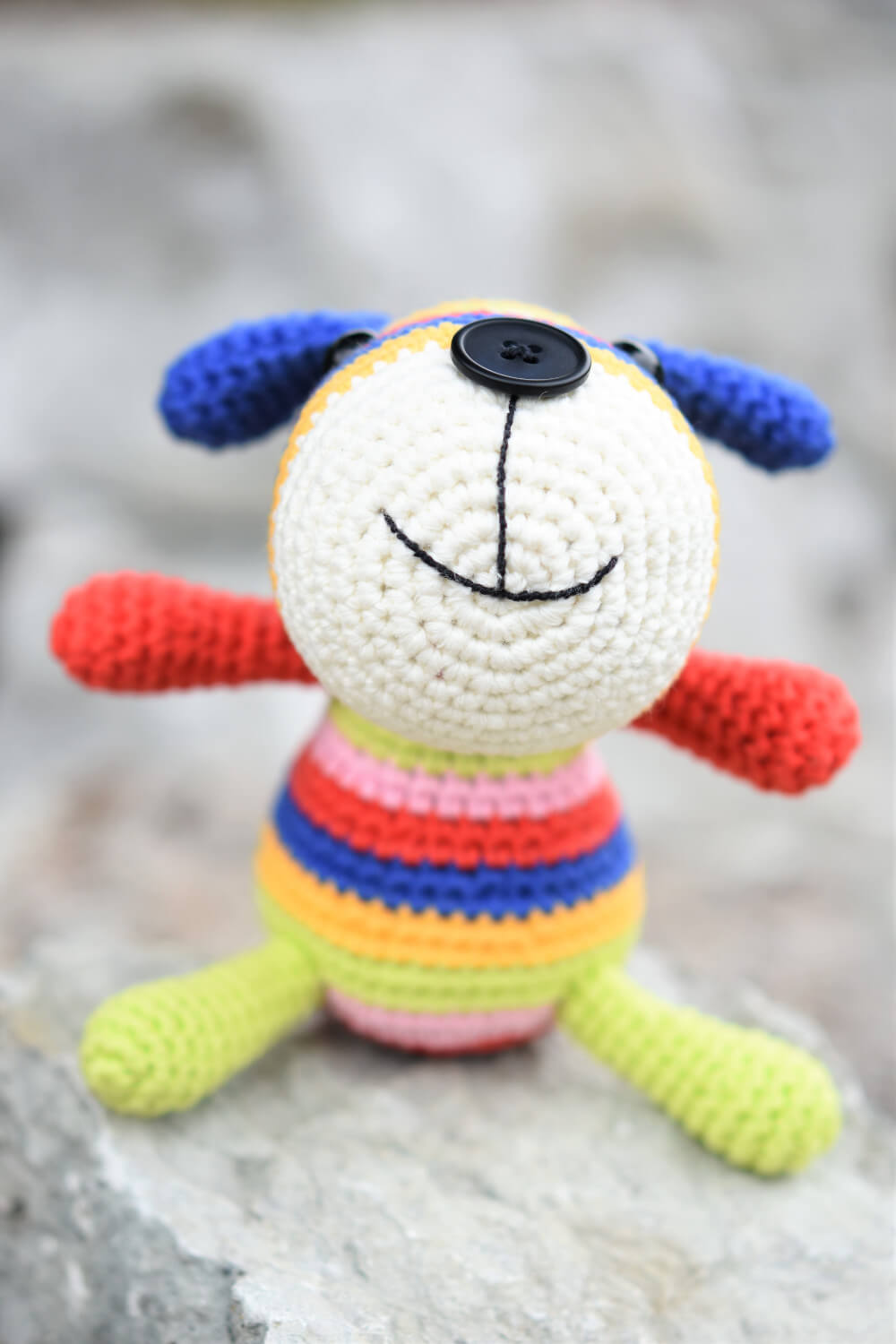 amigurumi stripy sock puppy