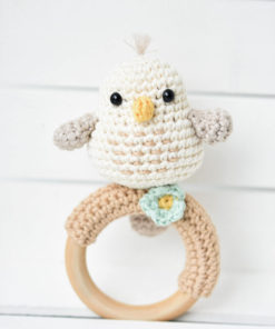 crochet baby rattle bird