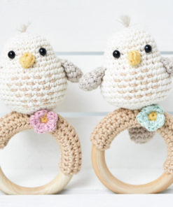 crochet baby rattle bird