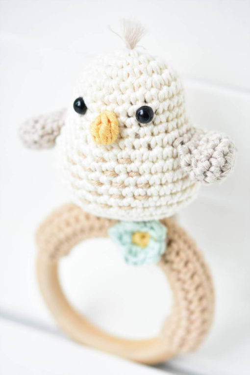 crochet baby rattle bird