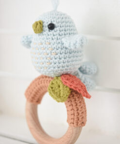 Crochet bird rattle colorful