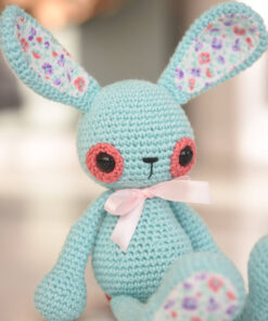 crochet bunny aqua blue pink