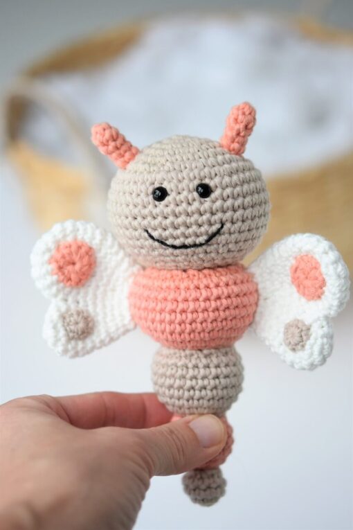 crochet rattle butterfly