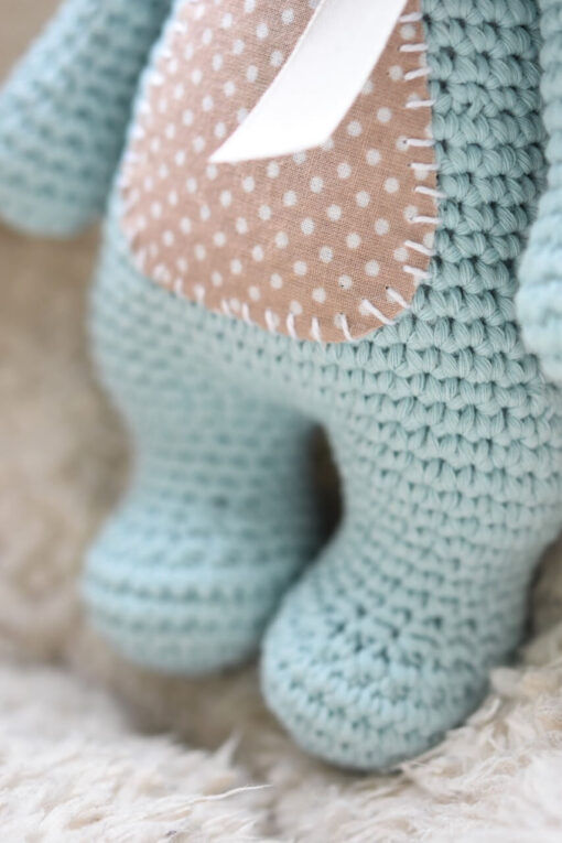 handmade crochet bear with fabric