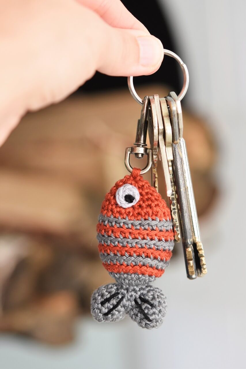 amigurumi mini fish keychain