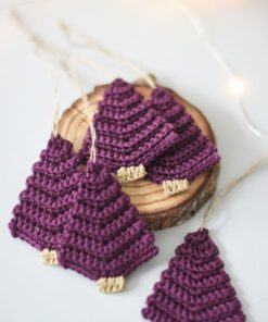 crochet christmas tree ornament purple gold