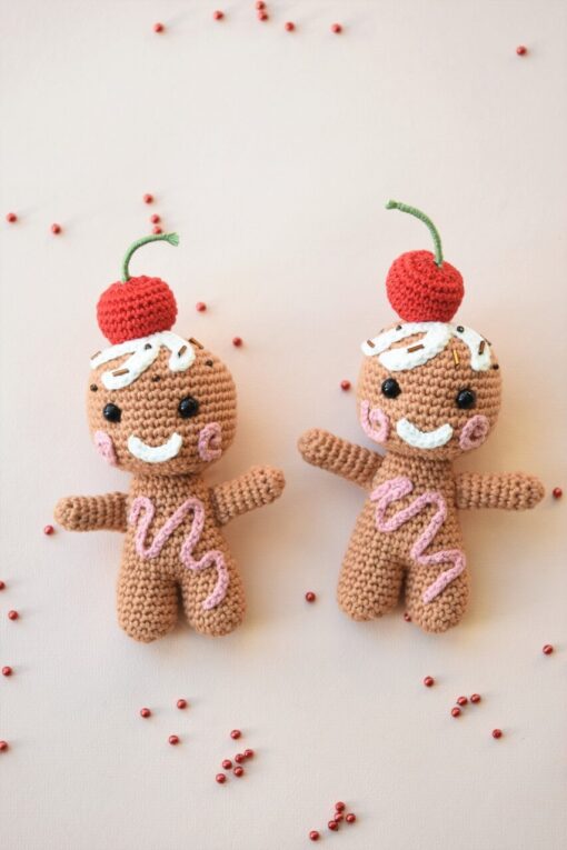 amigurumi gingerbread with a cherry on top