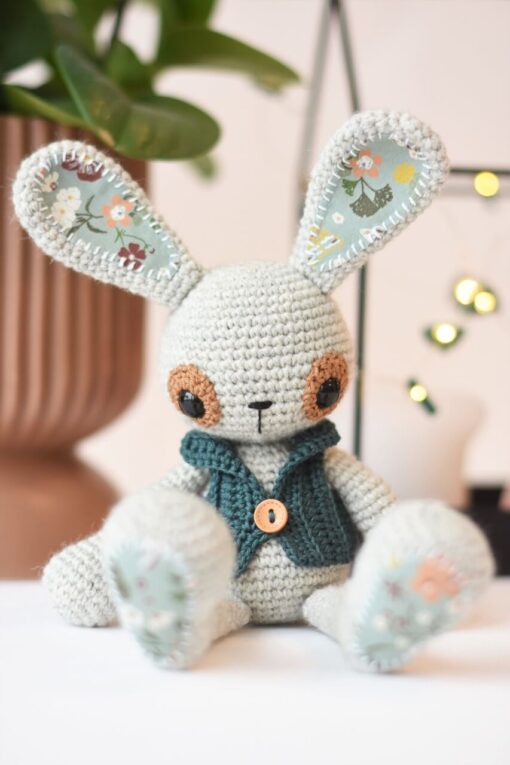 crochet bunny with a vest