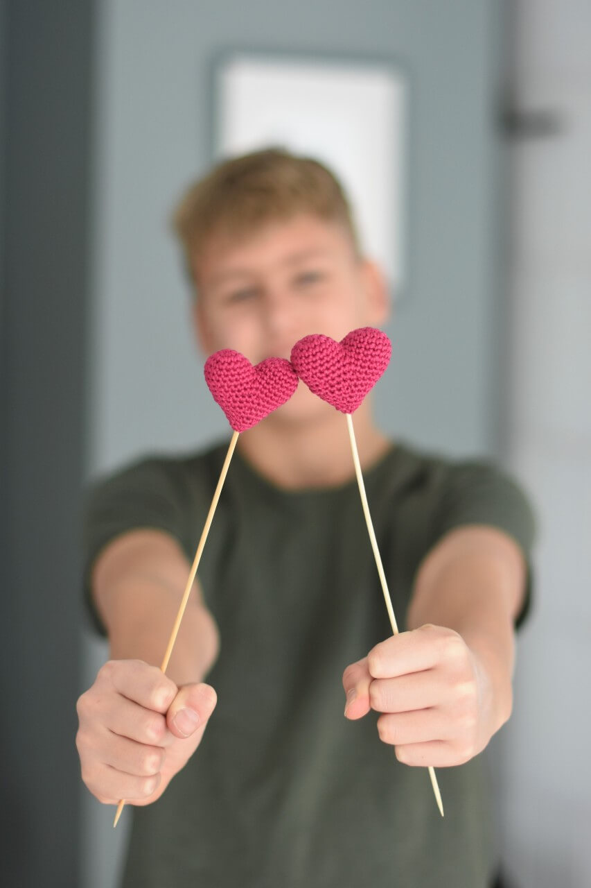 väike amigurumi süda õpetus