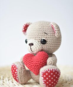 crochet teddy bear with a heart