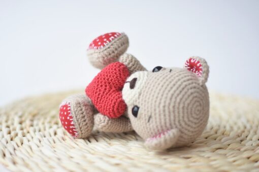 crochet teddy bear with a heart