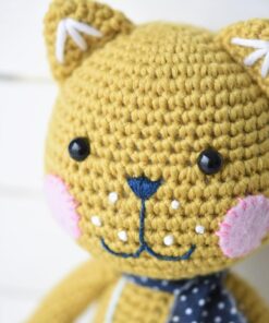 crochet yellow cat face