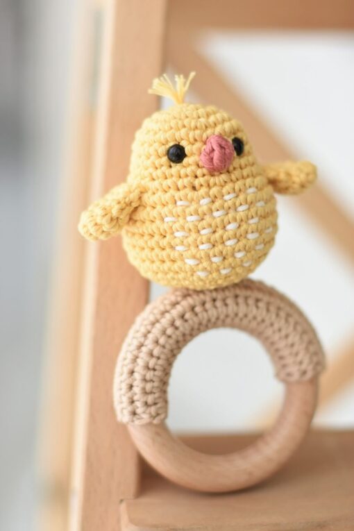 crochet chick baby rattle