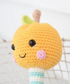 crochet apple baby rattle