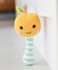 crochet apple baby rattle