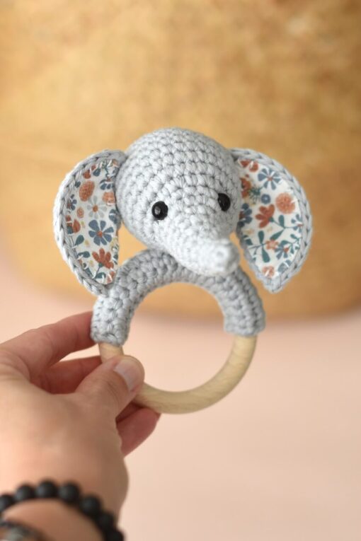 crochet elephant rattle