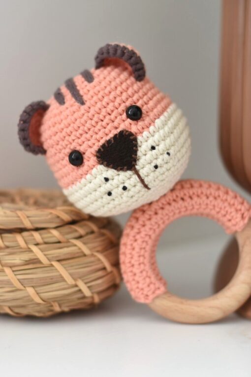 crochet tiger teething ring
