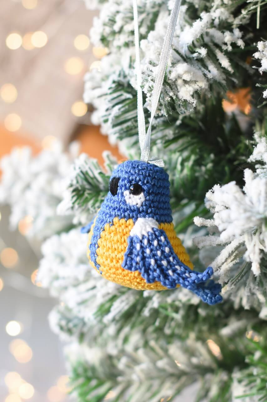 crochet bird christmas ornament
