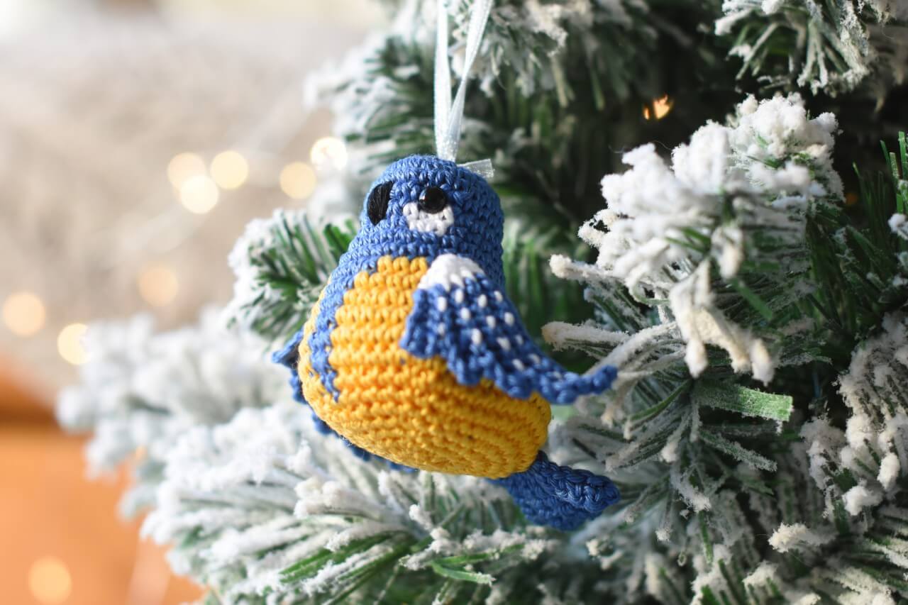 crochet bird christmas ornament