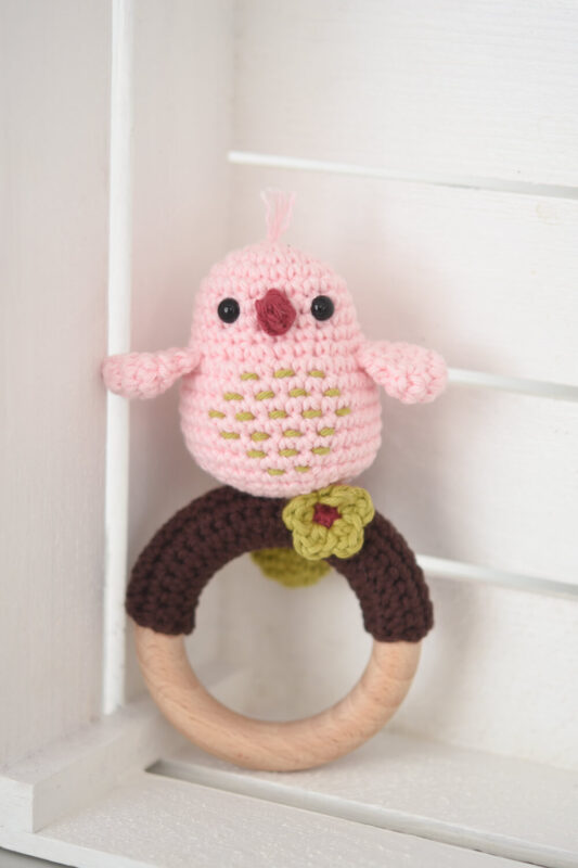 Crochet bird rattle | Baby teething ring | lilleliis