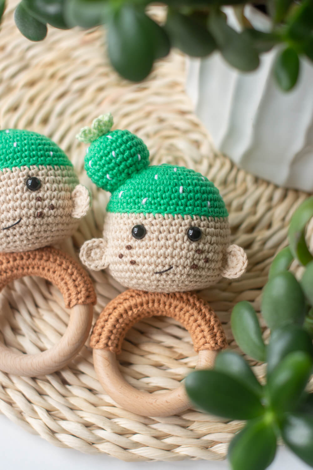 Crochet cactus teethers