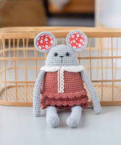 crochet mouse toy lace dress