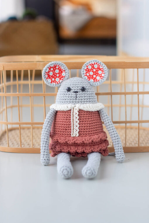 crochet mouse toy lace dress