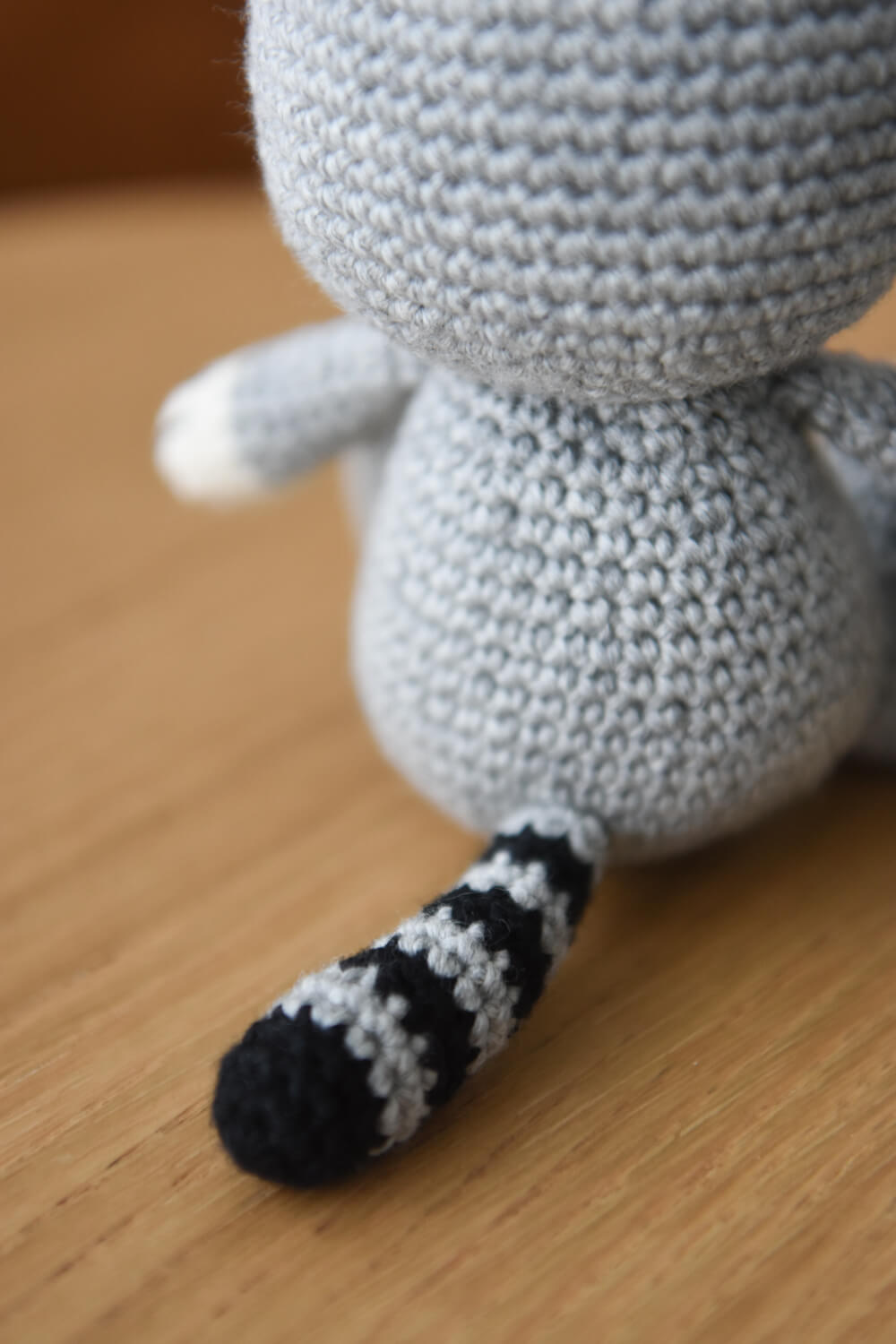 gray crochet kitten striped tail