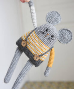 woolen mouse in overalls