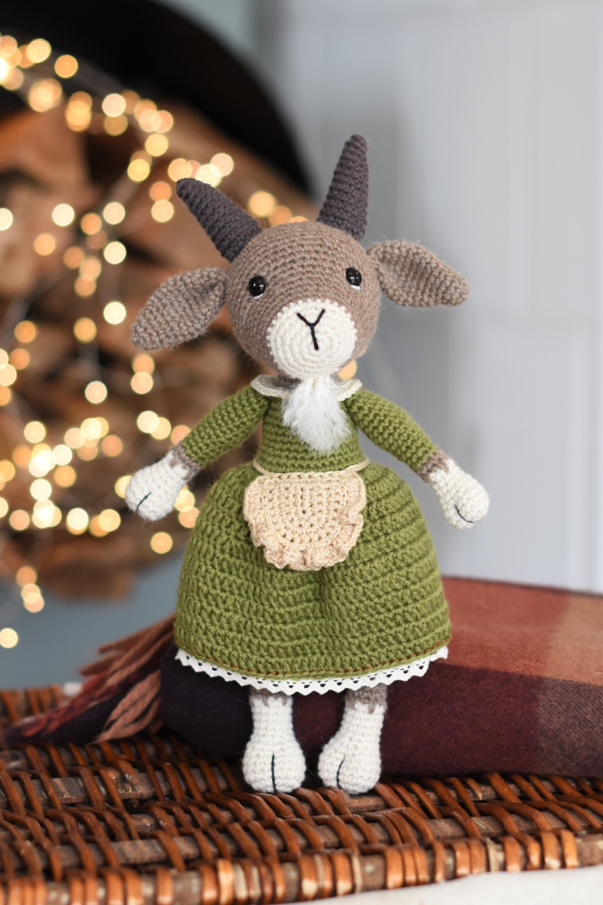 Crochet goat with dress