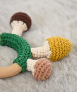 Crochet mushroom baby rattle