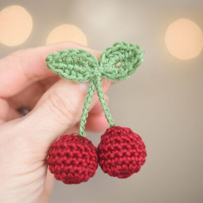 crochet cherry brooch free pattern